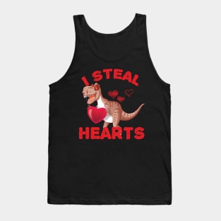 I Steal Hearts - Valentines Day Dinosaur - Boys Men Love T rex T-Shirt Tank Top